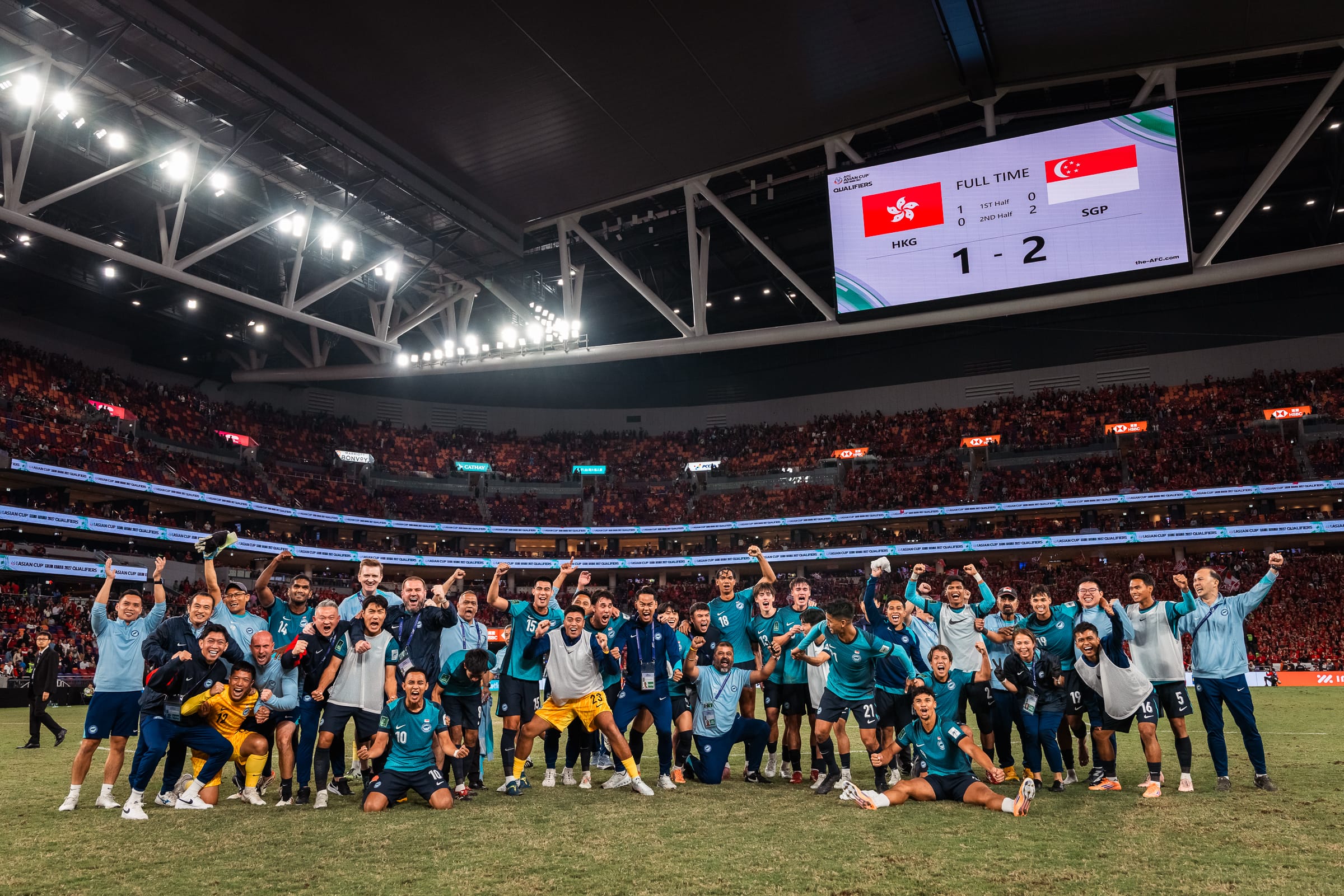Singapore Lions after their Asian Cup qualification match at Kai Tak Stadium, Hong Kong